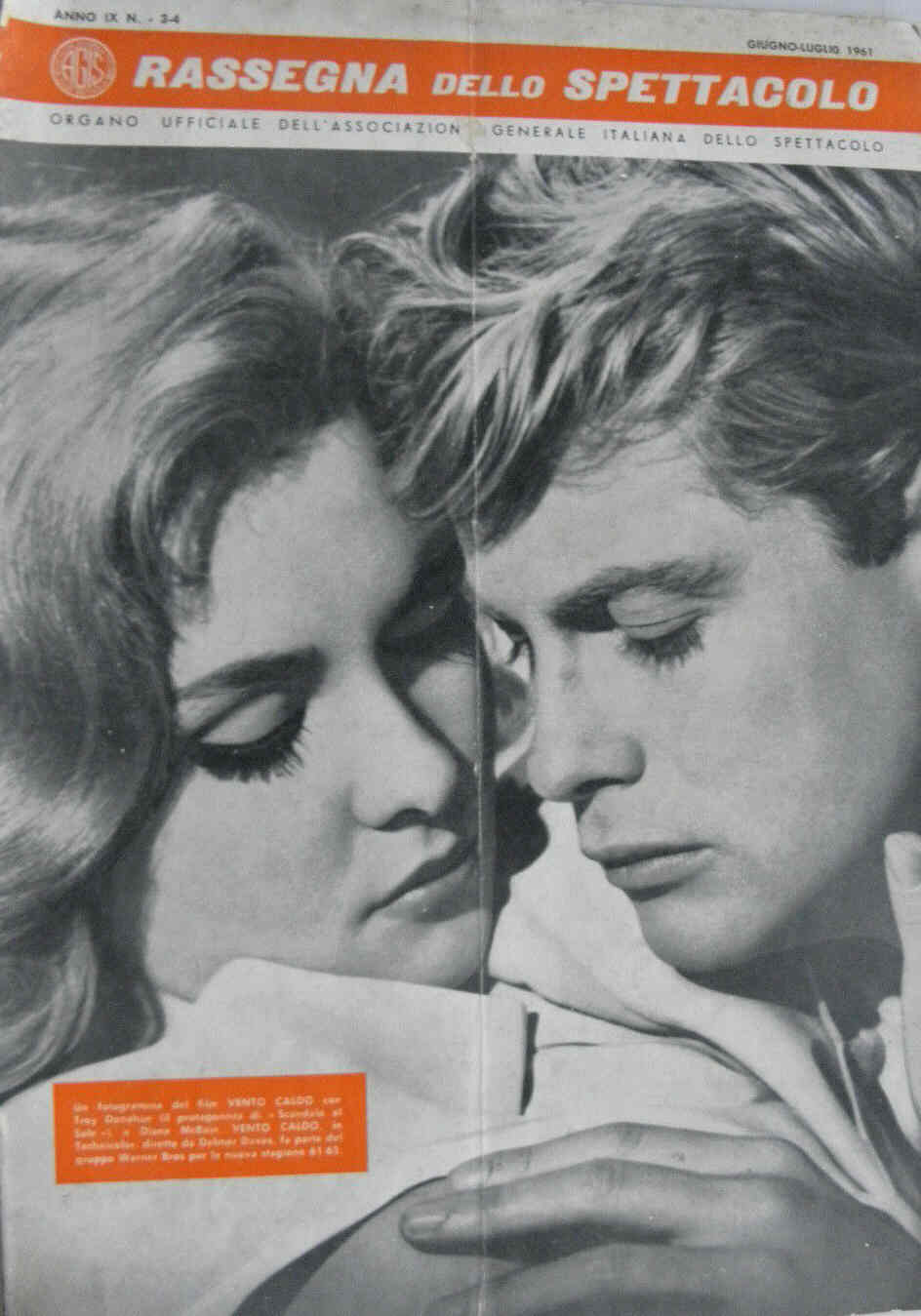 RASSEGNA DELLO SPETTACOLO magazine side cover Issue 3/4 June/July 1961