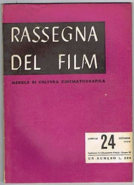 RASSEGNA DEL FILM magazine side cover Issue 24 October 1954