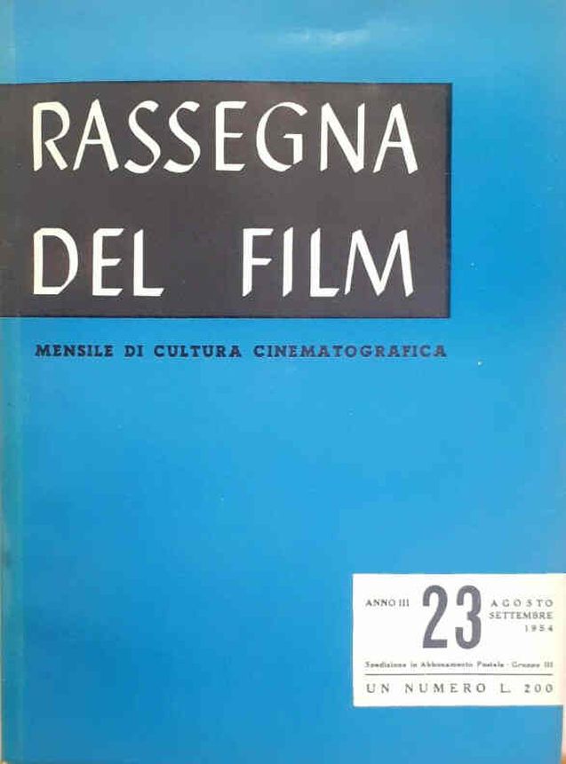 RASSEGNA DEL FILM magazine side cover Issue 23  August/September 1954