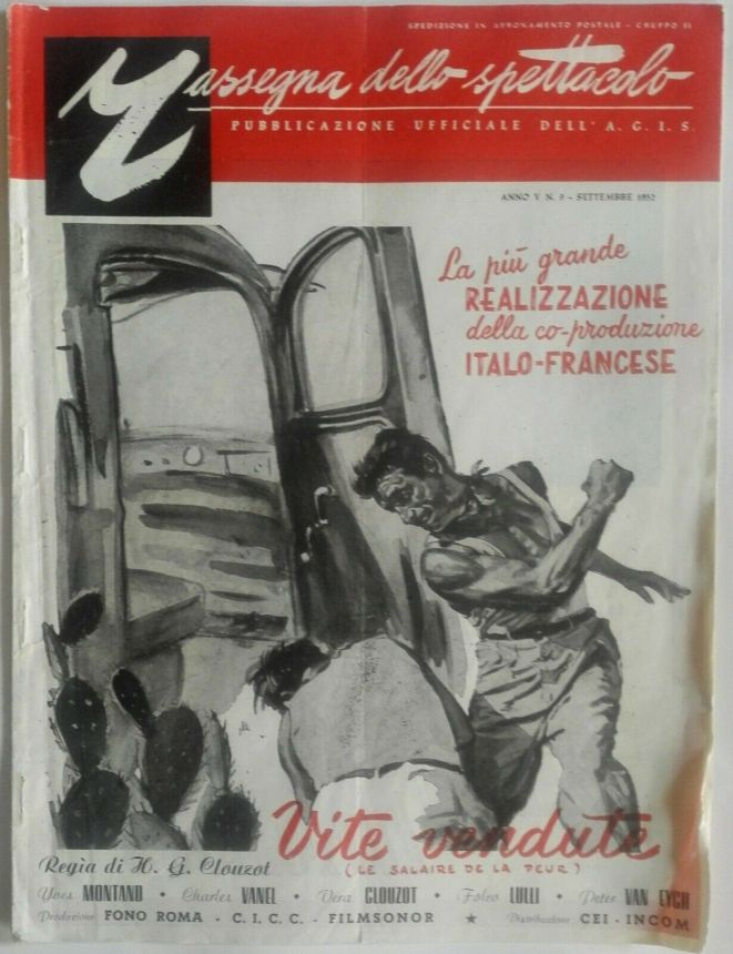 RASSEGNA DELLO SPETTACOLO magazine side cover  September 1952