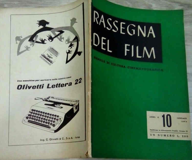 RASSEGNA DEL FILM magazine side cover Issue 10  January 1953