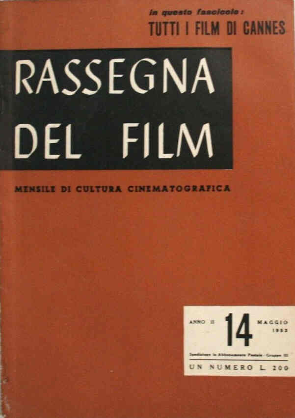 RASSEGNA DEL FILM magazine side cover Issue 14  May 1953