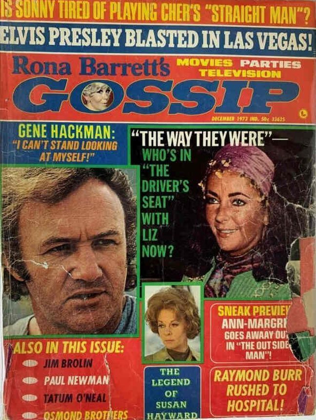 RONA BARRETTS GOSSIP magazine side cover December 1973