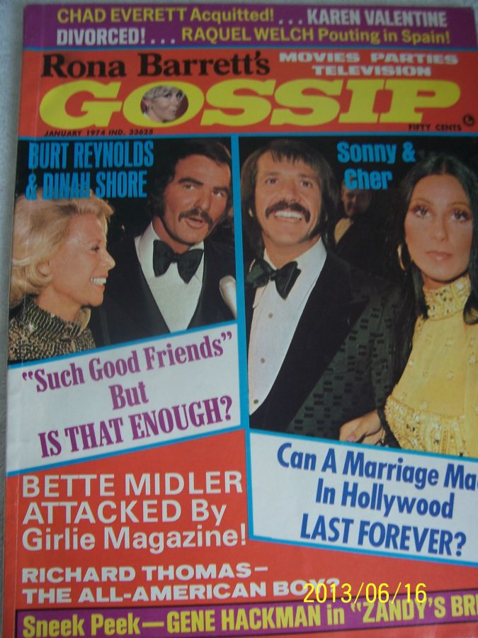 RONA BARRETTS GOSSIP magazine side cover January 1974
