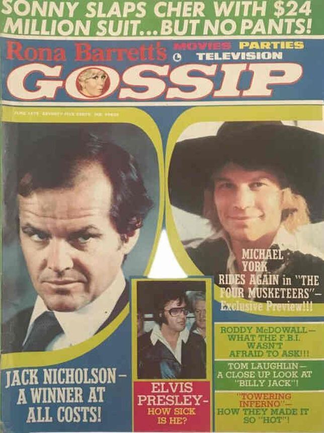 RONA BARRETTS GOSSIP magazine side cover June 1975