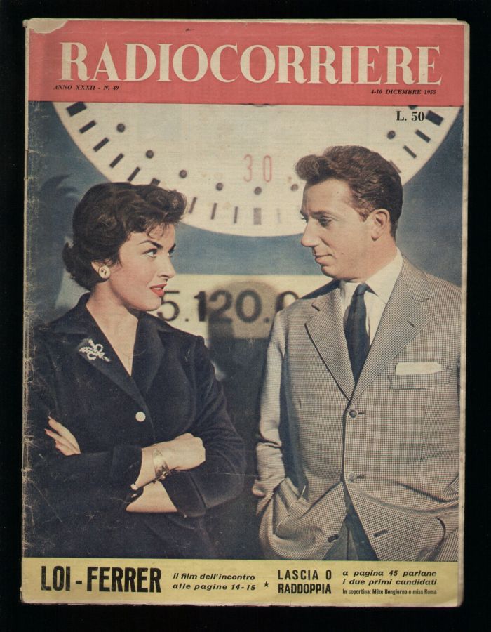 RADIOCORRIERE TV magazine side cover Issue 49 4 December 1955