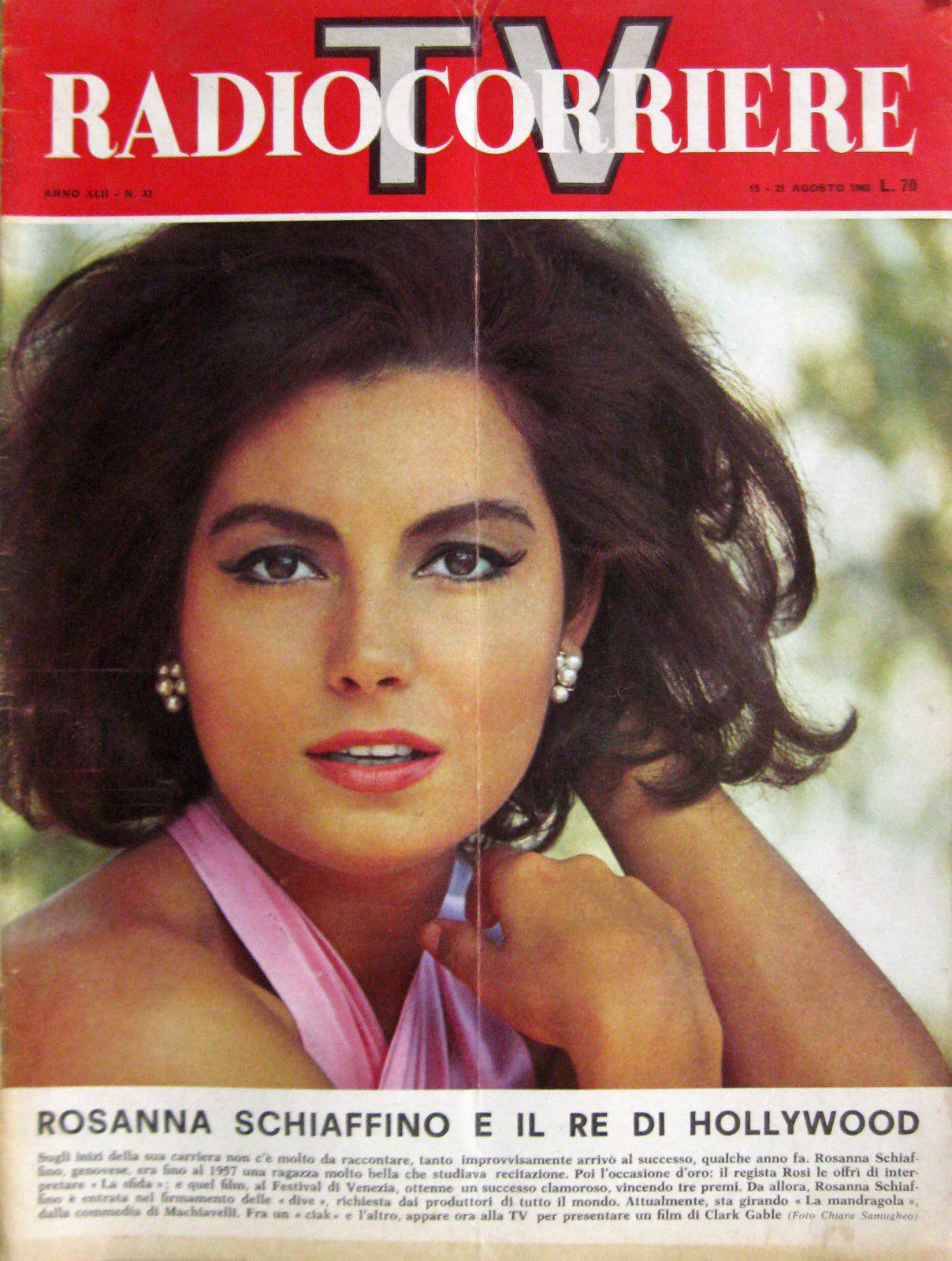 RADIOCORRIERE TV magazine side cover Issue 33 21 August 1965