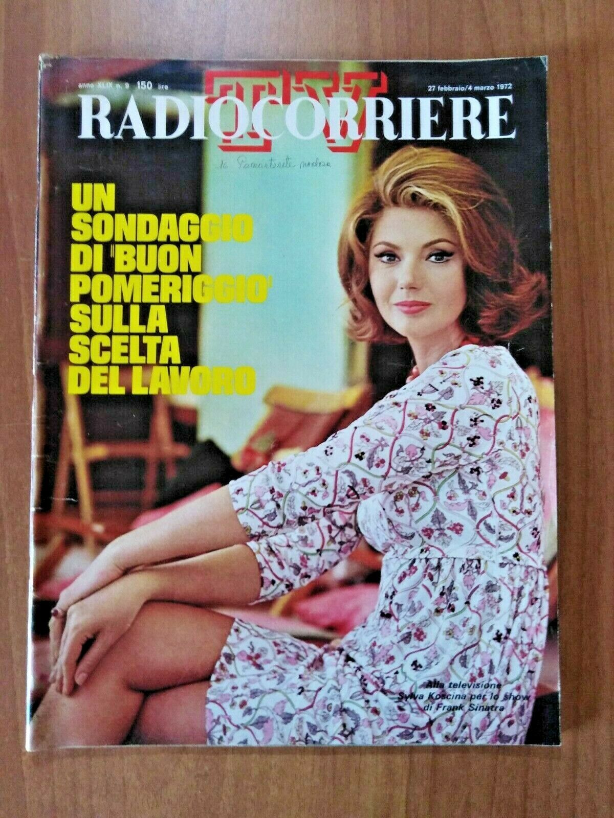 RADIOCORRIERE TV magazine side cover Issue 9 27 February 1972