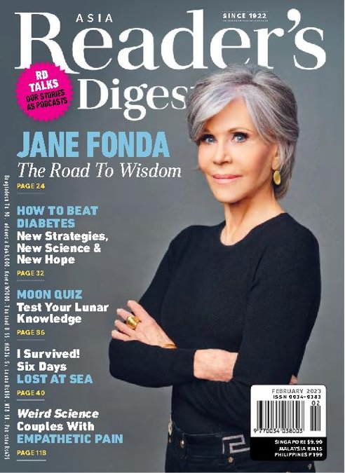 READERS DIGEST ASIA magazine side cover  February 2023