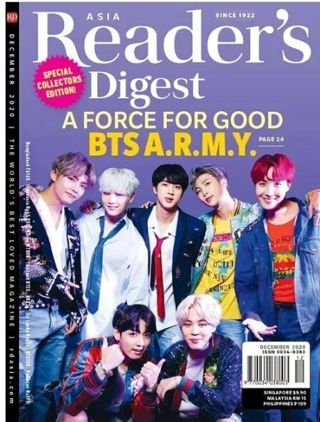 READERS DIGEST ASIA magazine side cover  December 2020