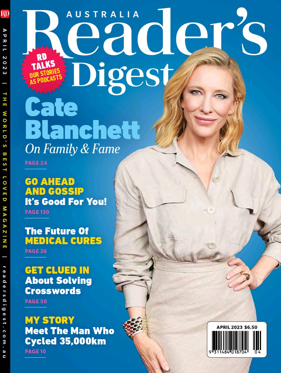 READERS DIGEST (AU) magazine side cover  April 2023