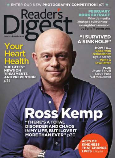 READERS DIGEST (UK) magazine side cover  February 2012