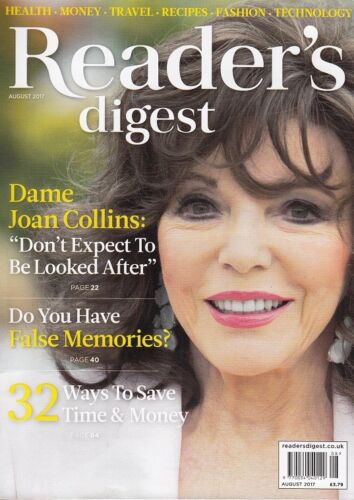 READERS DIGEST (UK) magazine side cover  August 2017