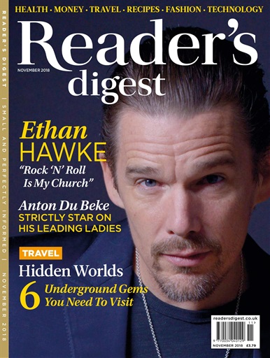 READERS DIGEST (UK) magazine side cover  November 2018