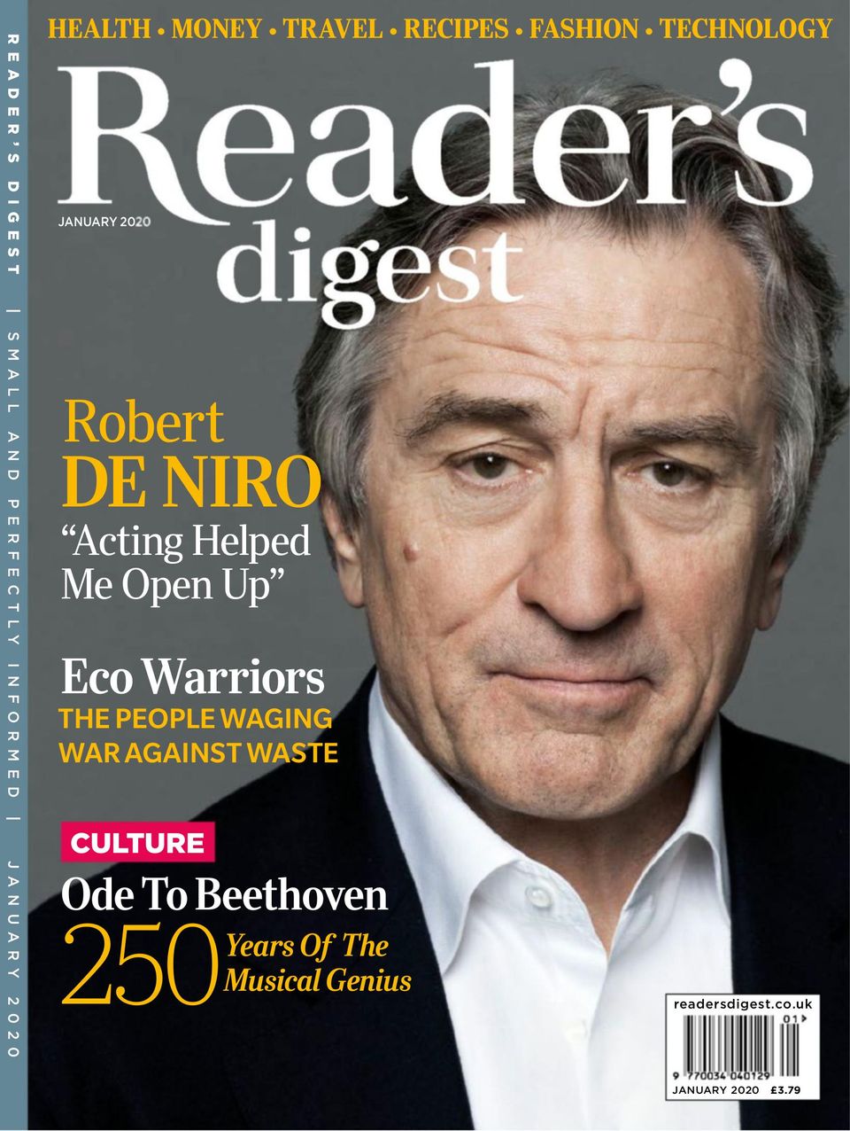 READERS DIGEST (UK) magazine side cover  January 2020