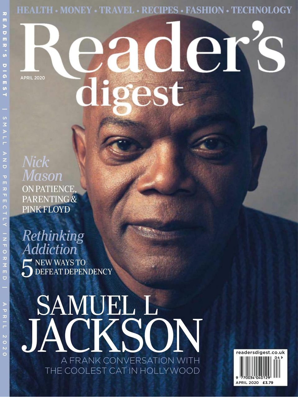 READERS DIGEST (UK) magazine side cover  April 2020