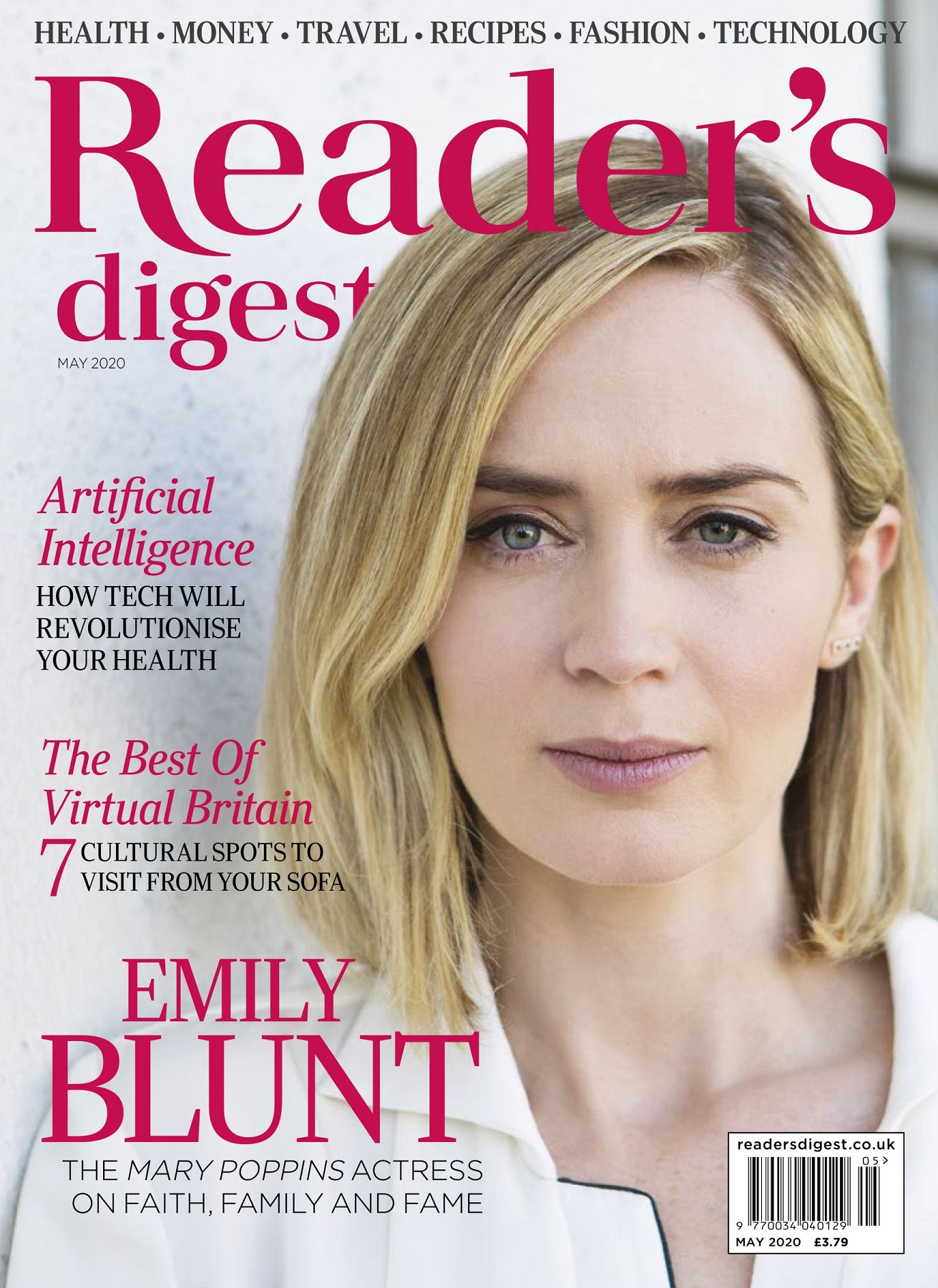 READERS DIGEST (UK) magazine side cover  May 2020