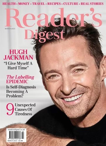 READERS DIGEST (UK) magazine side cover  March 2023