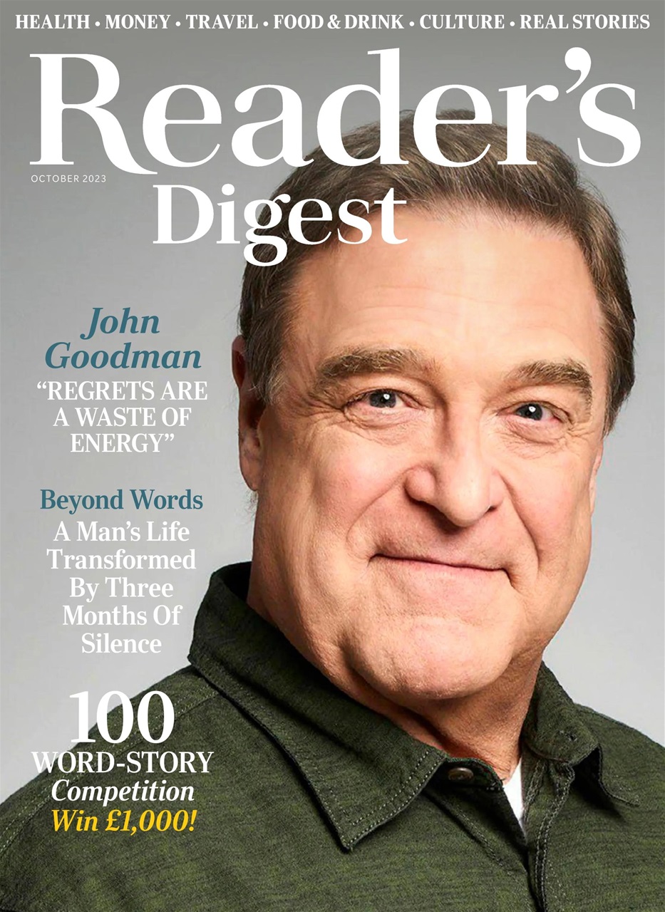 READERS DIGEST (UK) magazine side cover  October 2023