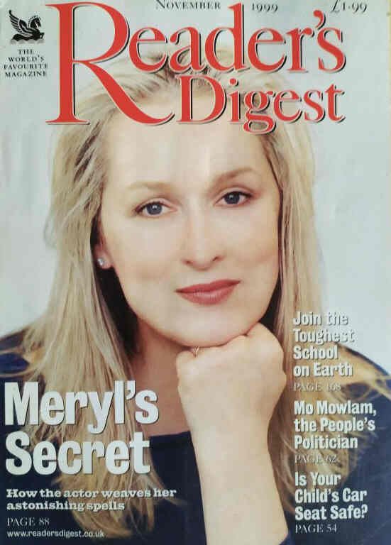 READERS DIGEST (UK) magazine side cover  November 1999