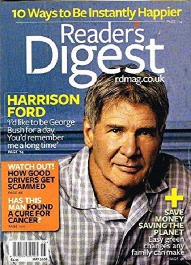 READERS DIGEST (UK) magazine side cover  May 2008