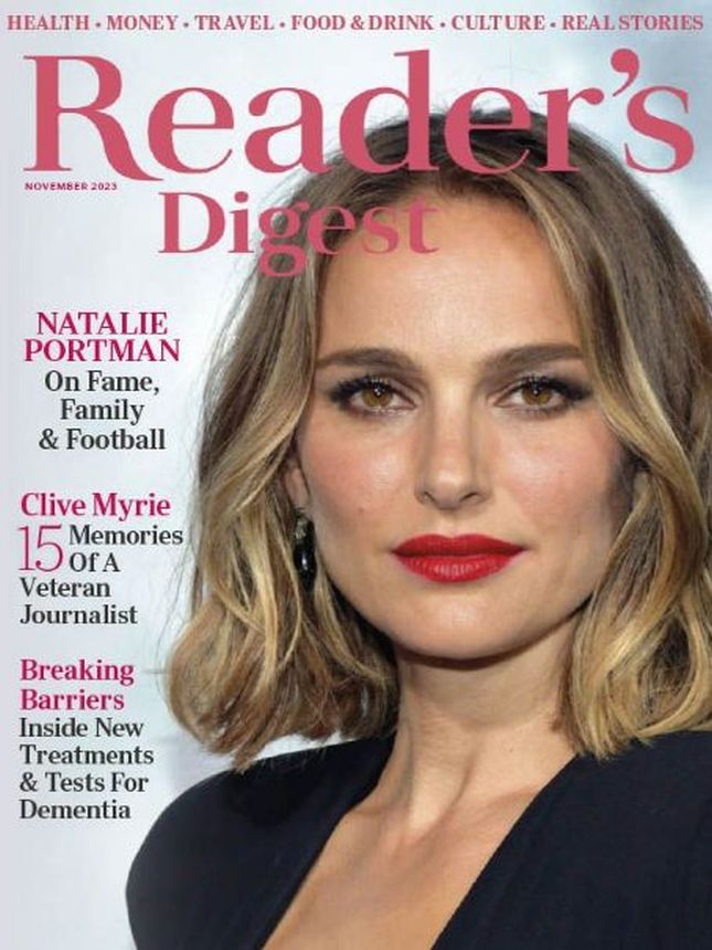 READERS DIGEST (UK) magazine side cover  November 2023