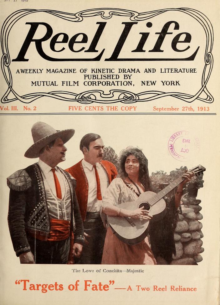REEL LIFE magazine side cover 27 September 1913