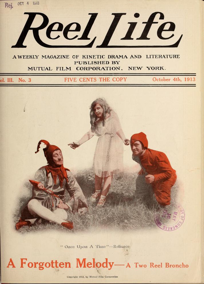 REEL LIFE magazine side cover 4 October 1913