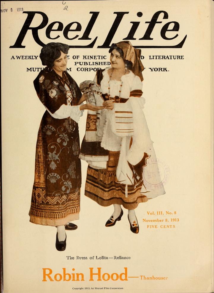 REEL LIFE magazine side cover 8 November 1913