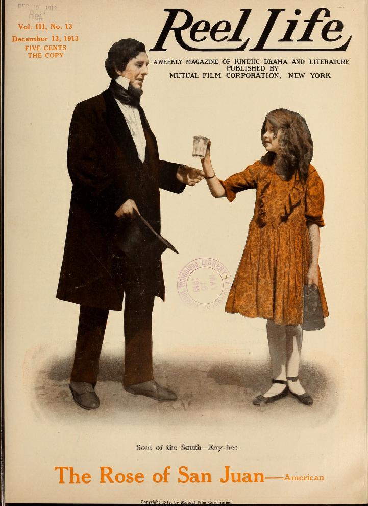 REEL LIFE magazine side cover 13 December 1913