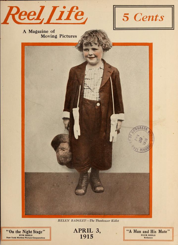 REEL LIFE magazine side cover 3 April 1915