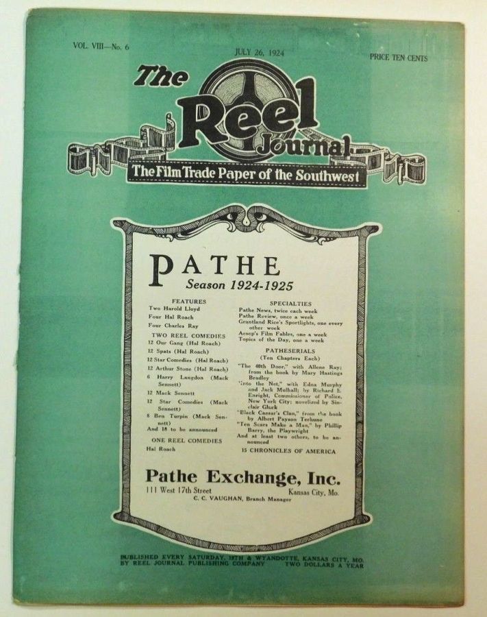 REEL JOURNAL magazine side cover 26 July 1924