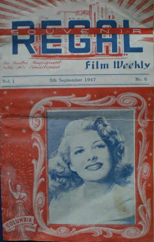 REGAL FILM WEEKLY magazine side cover Issue 6 5 September 1947