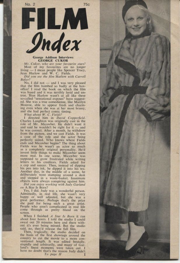 FILM INDEX magazine side cover Issue 2  1970