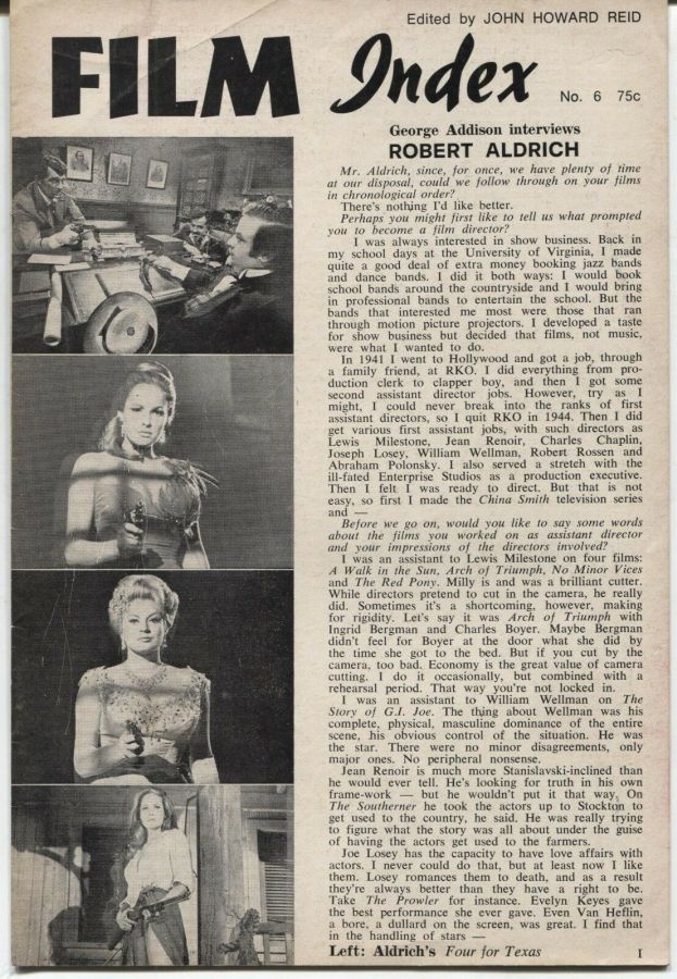 FILM INDEX magazine side cover Issue 6  1971