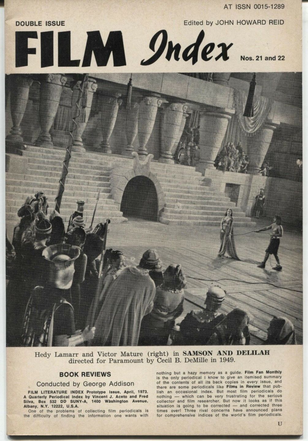 FILM INDEX magazine side cover Issue 21-22  1974