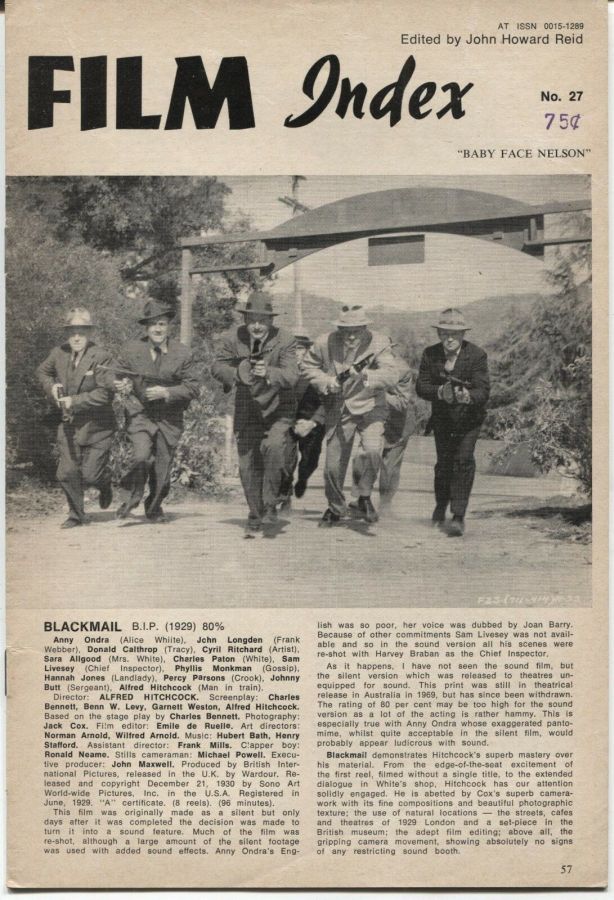 FILM INDEX magazine side cover Issue 27  1974