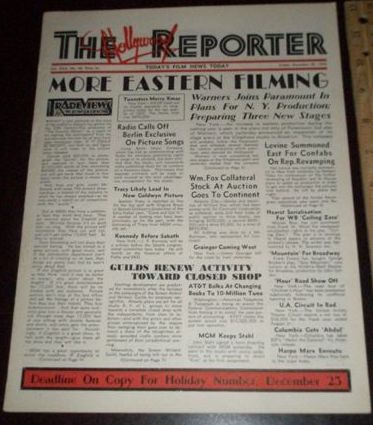 HOLLYWOOD REPORTER | THE magazine side cover 20 December 1935