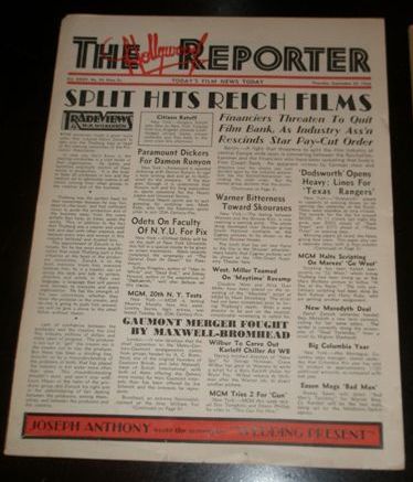 HOLLYWOOD REPORTER | THE magazine side cover 24 September 1936