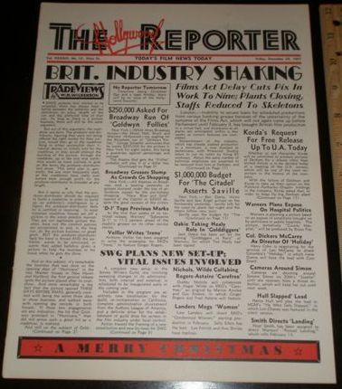 HOLLYWOOD REPORTER | THE magazine side cover 24 December 1937