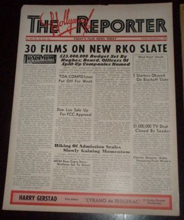 HOLLYWOOD REPORTER | THE magazine side cover 21 November 1950