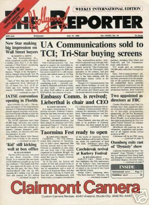 HOLLYWOOD REPORTER | THE magazine side cover 15 July 1986