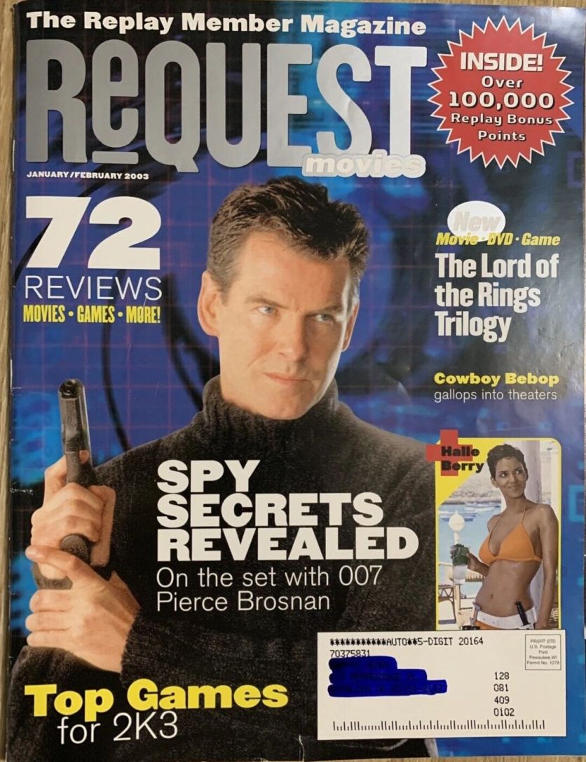 REQUEST MOVIES magazine side cover January/February 2003