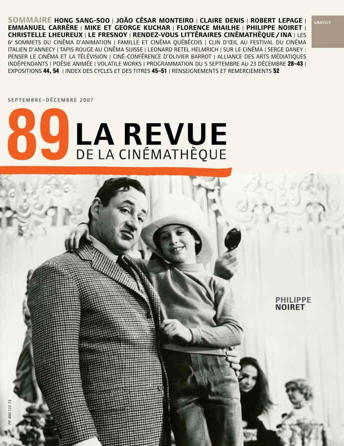 REVUE DE LA CINEMATHEQUE magazine side cover Issue 89 September-December 2007
