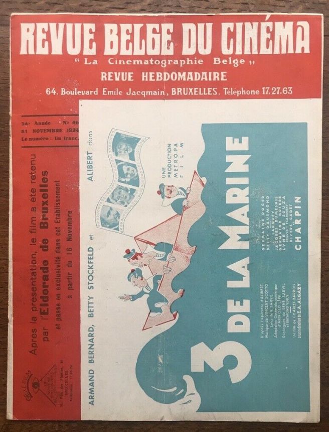 REVUE BELGE DU CINEMA 1911 magazine side cover Issue 46 31 November 1934
