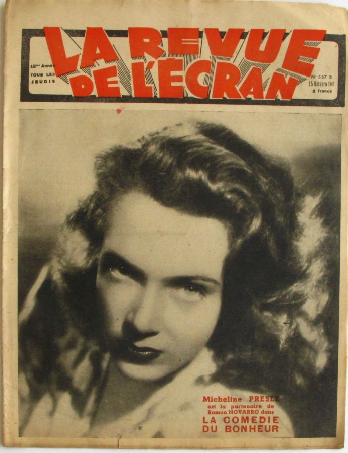 REVUE DE L ECRAN magazine side cover Issue 537 15 October 1942