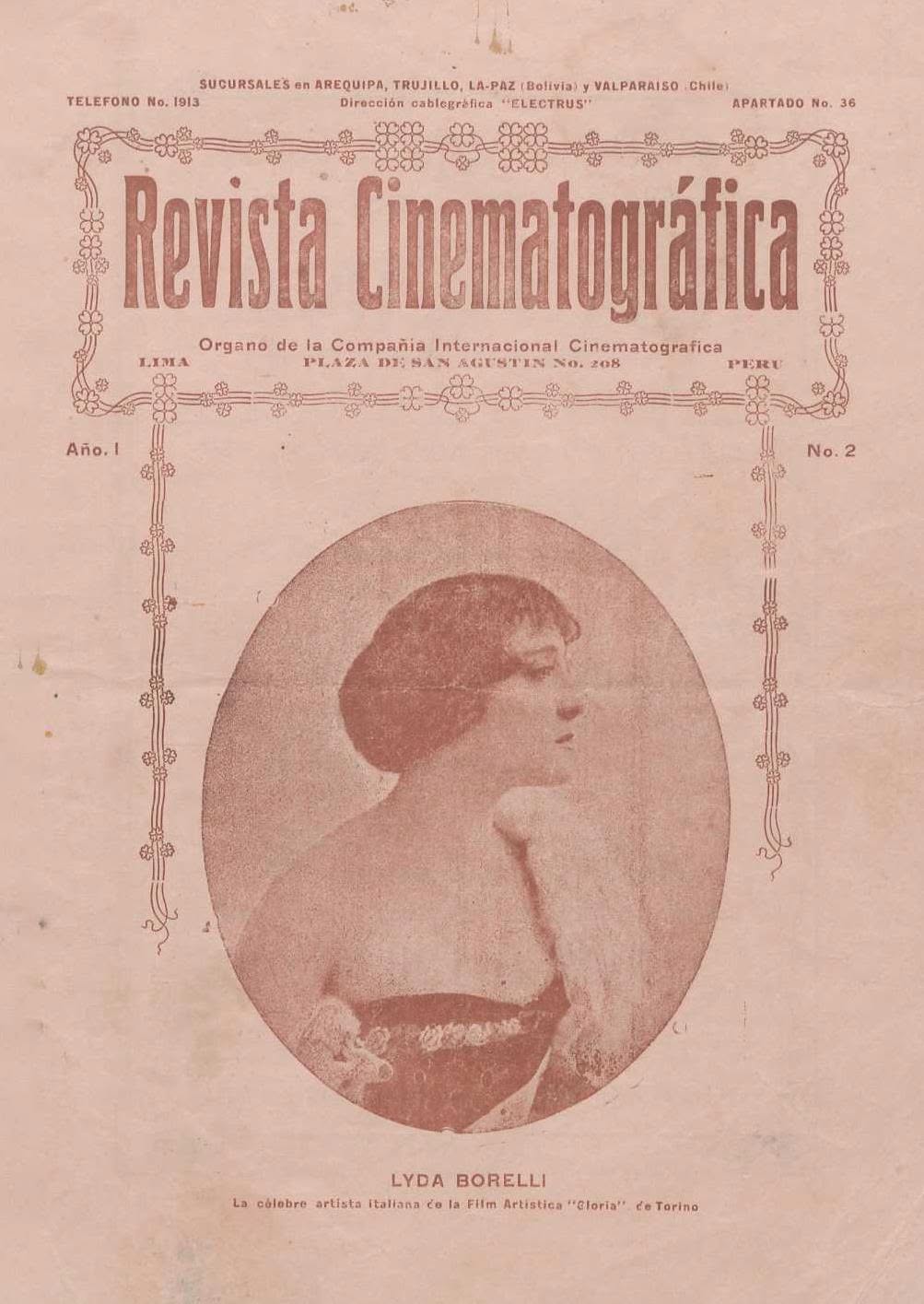 REVISTA CINEMATOGRAFICA magazine side cover Issue 2   1913