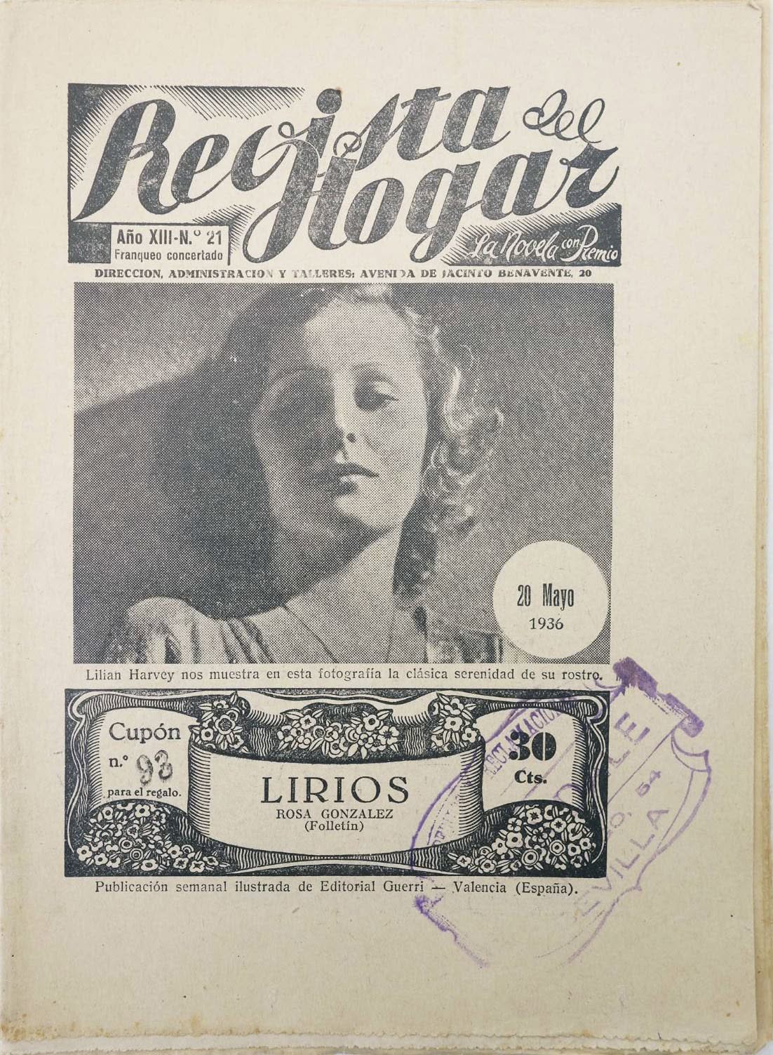 REVISTA DEL HOGAR magazine side cover Issue 21 20 May 1936