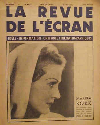 REVUE DE L ECRAN magazine side cover Issue 401 22 May 1941