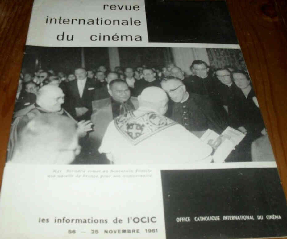 REVUE INTERNATIONALE DU CINEMA magazine side cover Issue 56 November 1961